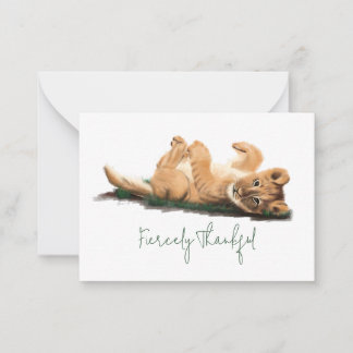 Adorable Baby Lion Thank You Card Pastel Wildlife