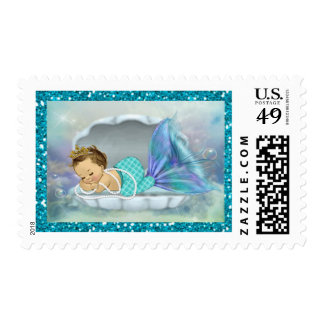 Adorable Baby Mermaid Coral Reef Baby Shower #130 Postage