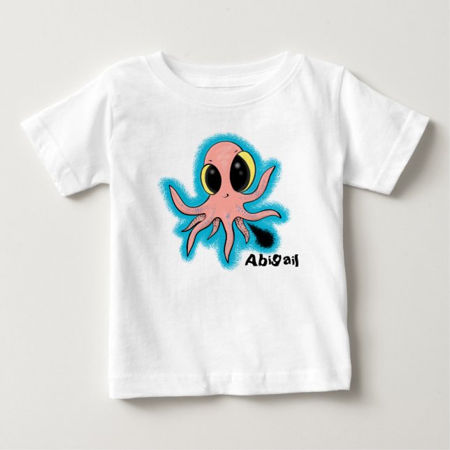 Adorable baby octopus cartoon design baby T-Shirt (Front)