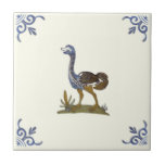 Adorable Baby Ostrich Bird Repro Antique Delft Ceramic Tile<br><div class="desc">Adorable baby ostrich is the subject of this reproduction of a hand painted Dutch Delft tile from the 1700s. Check out the rest of our collection of tiles from this series and take a look at Tessie Ray media to see how they look in a group.</div>