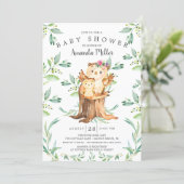 Adorable Baby Owl and Mom Baby Shower Invitation (Standing Front)