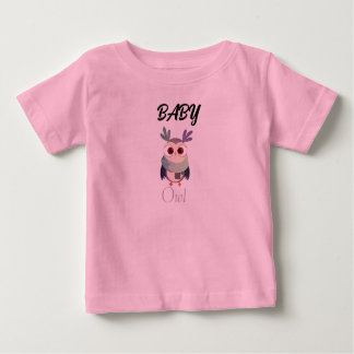 Adorable Baby Owl Graphic Black T-Shirt - Cute