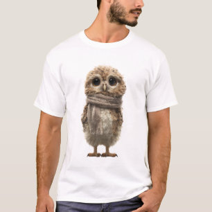 Adorable Baby Owl in Cozy Winter Scarf T-Shirt