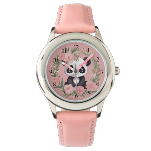 Adorable Baby Panda Bear with Flowers Watch