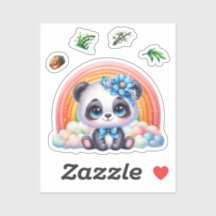 Adorable Baby Panda on a Rainbow, Panda sticker