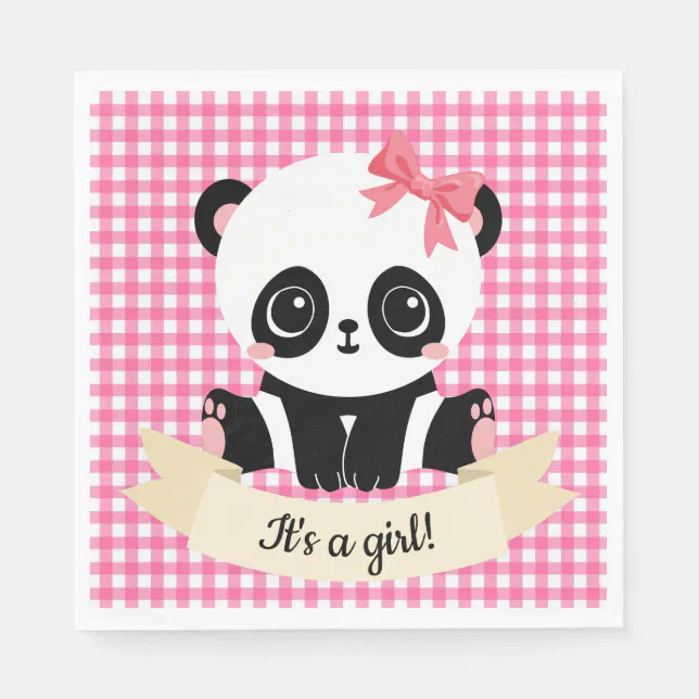 Adorable Baby Panda Pink Baby Shower Paper Napkins Zazzle