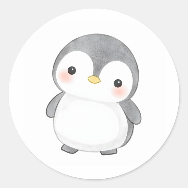 Adorable Baby Penguin Chick Sticker Watercolor   (Front)