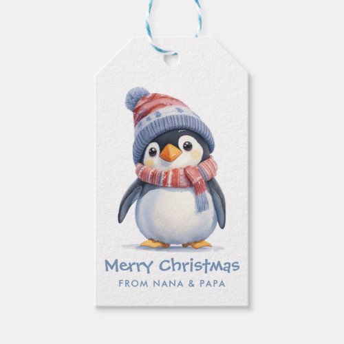 Adorable Baby Penguin Kids Holiday Christmas Gift Tags