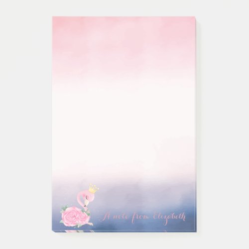 Adorable Baby Pink Flamingo Floral Post_it Notes