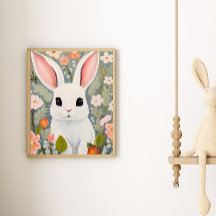 Adorable Baby Rabbit Nursery Wall Art Poster