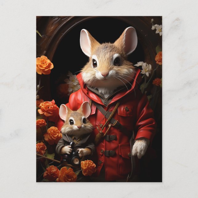 Adorable Baby Rabbits in Clothing Postcard (Front)