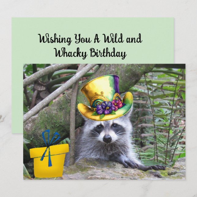 Adorable Baby Raccoon Birthday Flat Card (Front/Back)