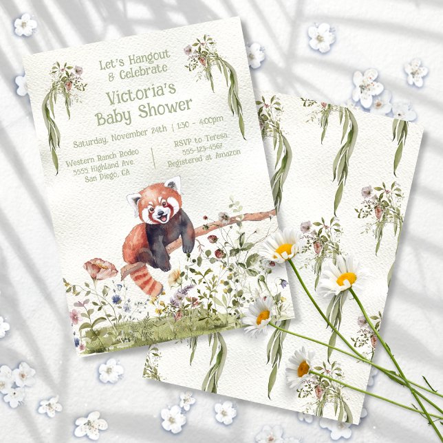Adorable Baby Red Panda Bear Baby Shower Invitation (Creator Uploaded)