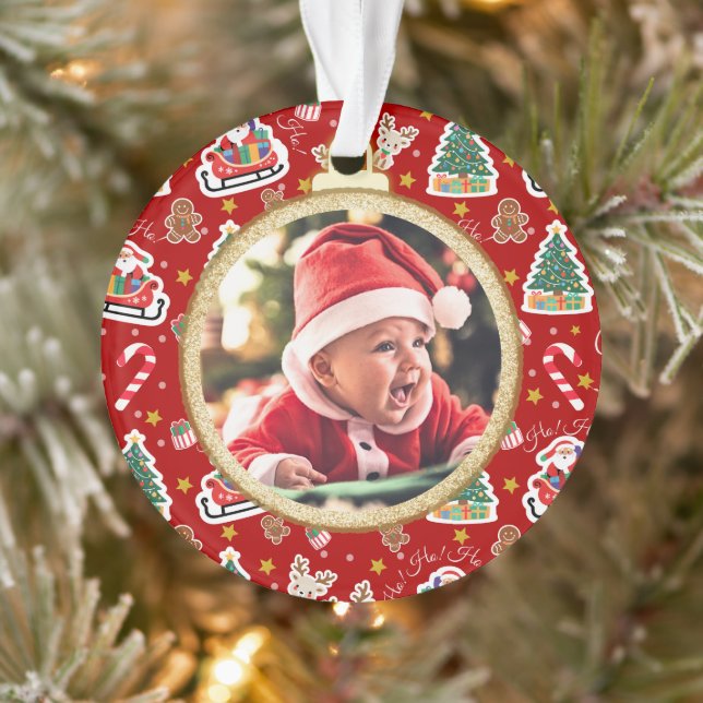 Adorable Baby’s First Christmas Ornament Red  (Tree)