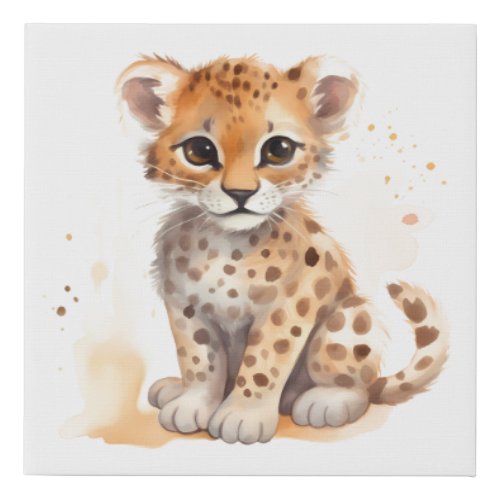 Adorable Baby Safari Cheetah Art Faux Canvas Print