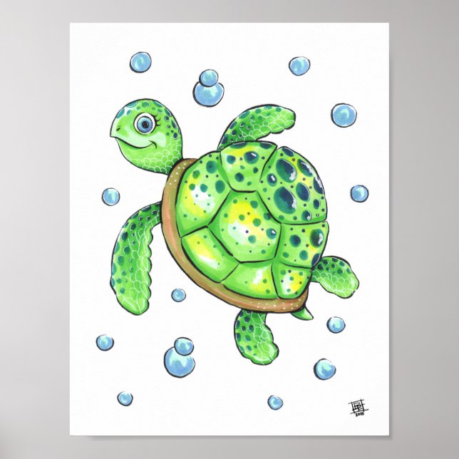 Adorable Baby Sea Turtle Poster (Front)