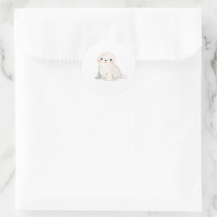 Adorable Baby Seal Pup Watercolor Print Sticker