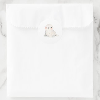 Adorable Baby Seal Pup Watercolor Print Sticker