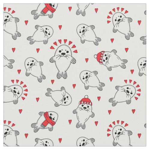 Adorable Baby Seal Pups Animal Patterned Fabric