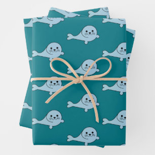 Adorable Baby Seal Wrapping Paper Sheets