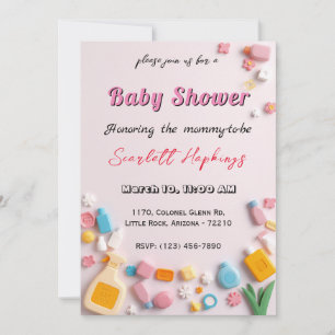 Adorable Baby Shower Card with Baby Essentials
