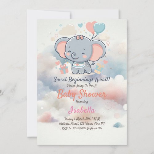 Adorable Baby Shower Invitation with Dreamy Clouds