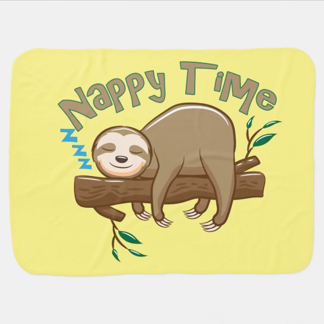 Adorable Baby Sloth Nappy Time! Baby Blanket (Horizontal)