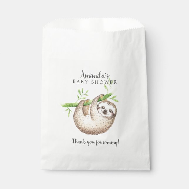 Adorable Baby Sloth Shower Favor Bags (Front)