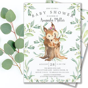 Adorable Baby Squirrel and Mom Baby Shower Invitation
