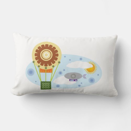 Adorable Baby Steampunk Hot_Air Balloon Zeppelin Lumbar Pillow