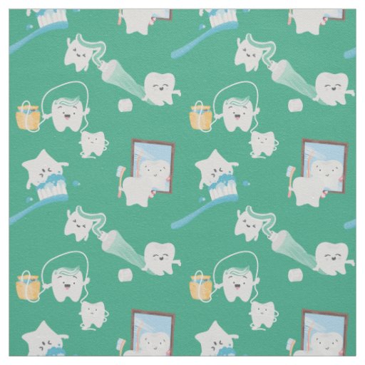 Adorable Baby Teeth Dental Office Dentist  Fabric