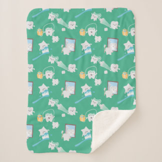 Adorable Baby Teeth Dental Office Dentist  Sherpa Blanket