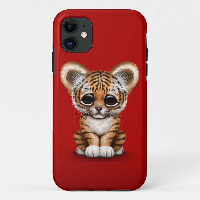 Adorable Baby Tiger Cub on Red Case-Mate iPhone Case (Back)