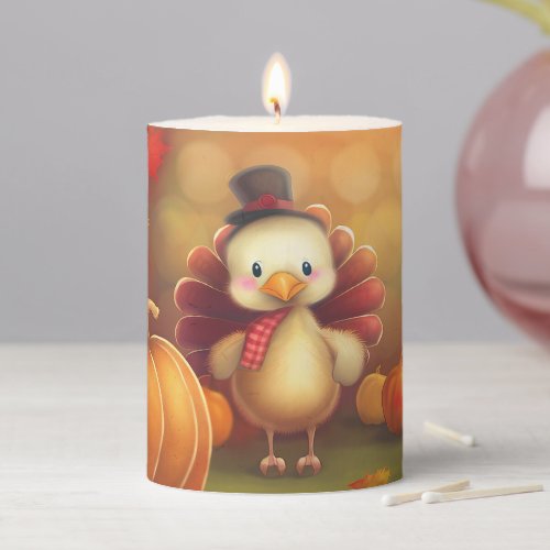 Adorable Baby Turkey Pillar Candle