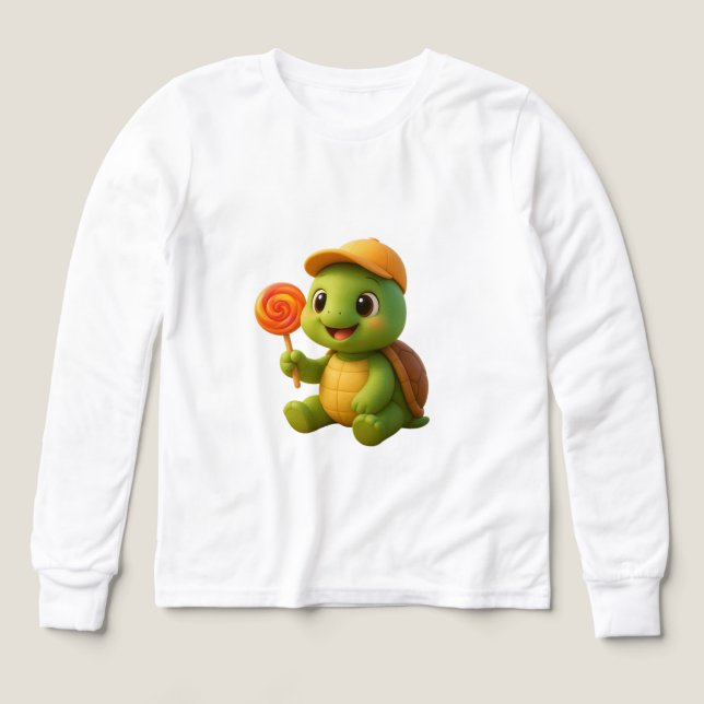 Adorable Baby Turtle with Lollipop Tri-Blend Shirts (Design Front)