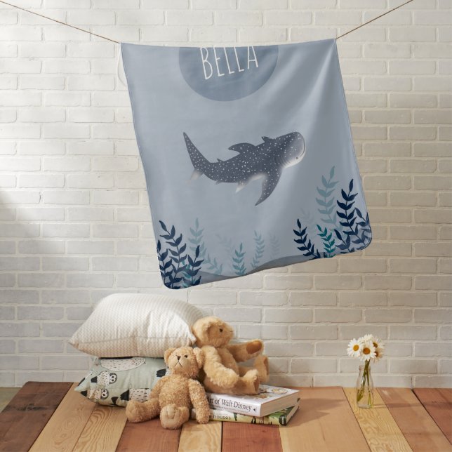 Adorable Baby Under the Sea Whale Shark name  Blanket (In Situ)