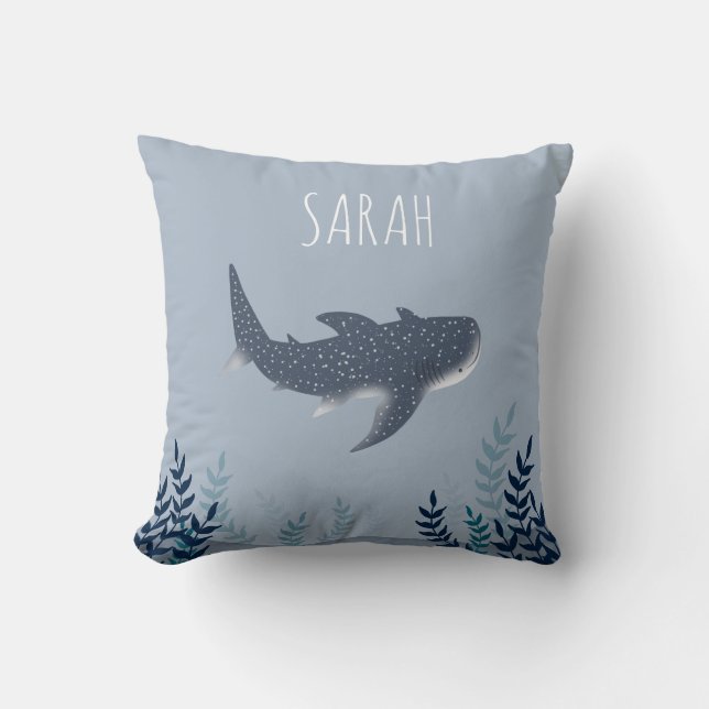 Adorable Baby Under the Sea Whale Shark name  Throw Pillow (Front)