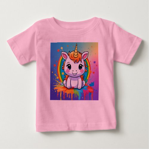 Adorable Baby Unicorn Art Charming Prints  Baby T_Shirt