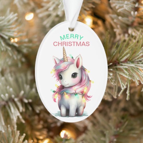 Adorable Baby Unicorn String Lights Kids Christmas Ornament