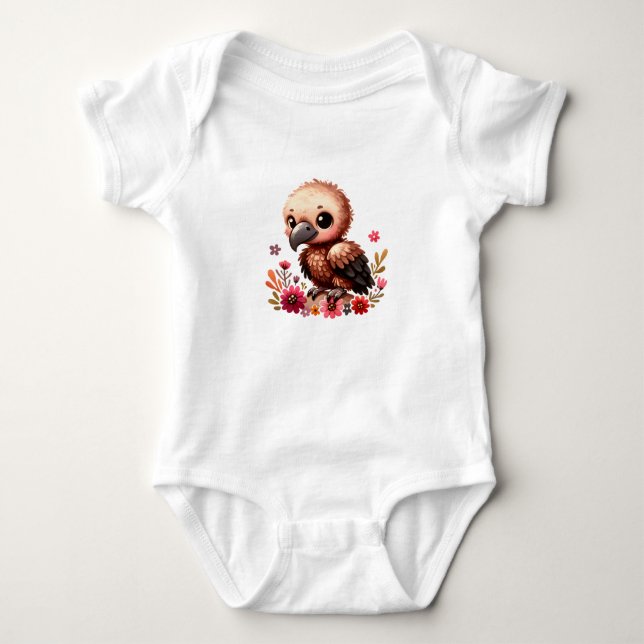 Adorable Baby Vulture Design Baby Bodysuit (Front)