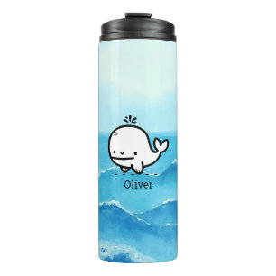 Adorable Baby Whale - Kawaii Sea Creature Line Art Thermal Tumbler