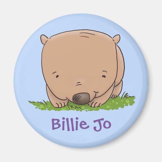 Adorable baby wombat cartoon illustration magnet (Front)