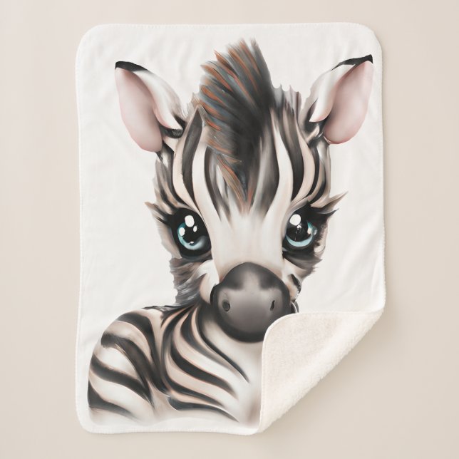 Adorable Baby Zebra Sherpa Blanket (Front)