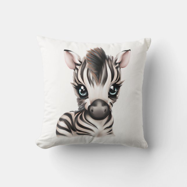 Adorable Baby Zebra Throw Pillow (Front)