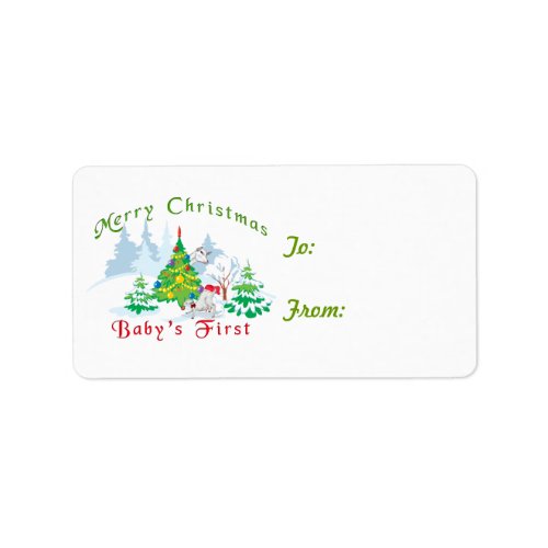 Adorable_ Babys First Christmas  Goat   Gift Tag