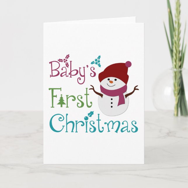 Adorable Babys First Christmas Holiday Card (Front)