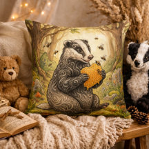 Adorable Badger Eating Honey Forest Animals