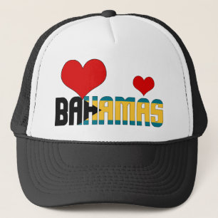 Adorable Bahamas Flag Hearts Patriotic Trucker Hat