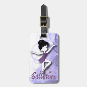 Adorable Ballerina Dancer DIY Text Purple Luggage Tag