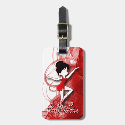 Adorable Ballerina Dancer  DIY Text  Red Luggage Tag